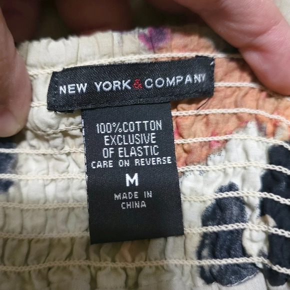 NEW YORK & COMPANY 100% Cotton Smocked Waist Tie Dye Circle Skirt, Lined, M - Picture 14 of 15